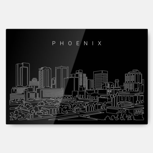 Phoenix AZ Skyline Metal Print Wall Art - Main - Dark