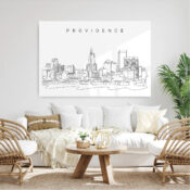 Providence Skyline Metal Print - Living Room - Light