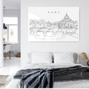 Rome Skyline Metal Print - Bed Room - Light