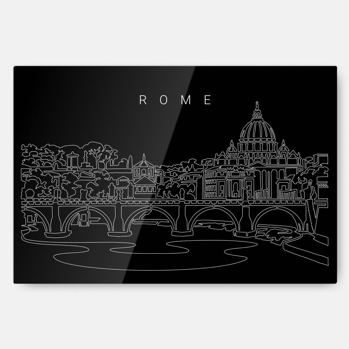 Rome Skyline Line Art Metal Print