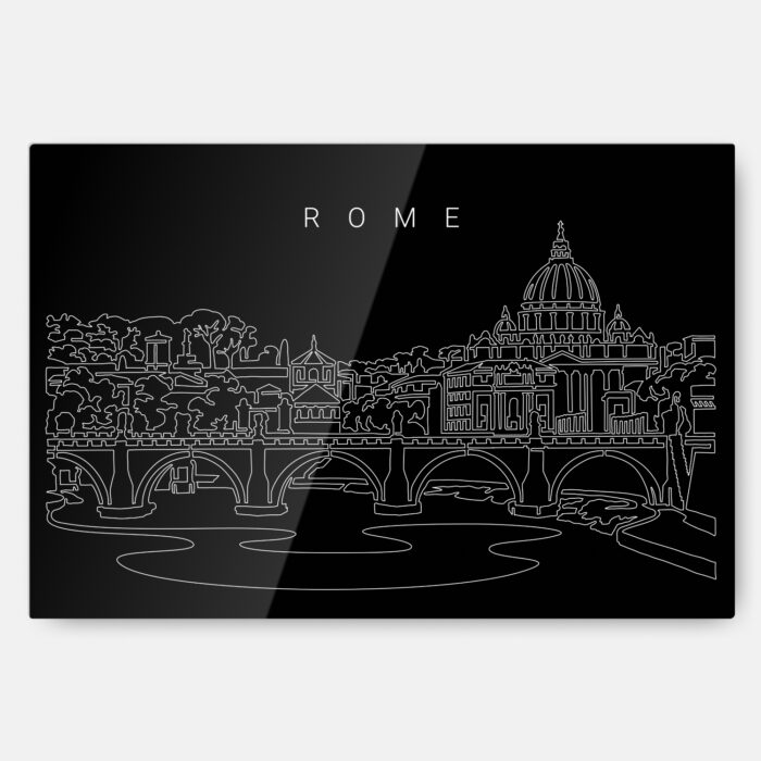 Rome Skyline Metal Print Wall Art - Main - Dark