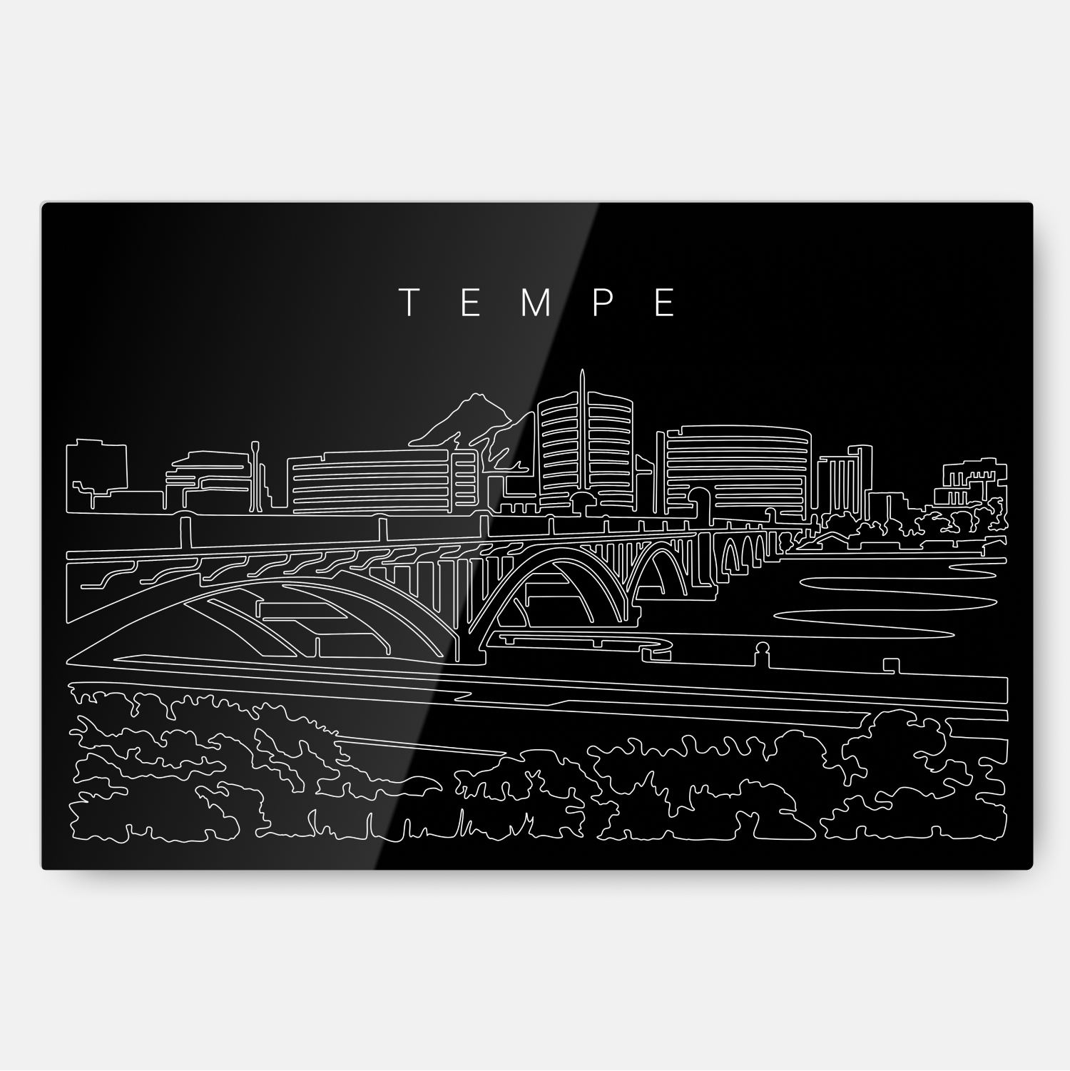 Tempe AZ Skyline Metal Print Wall Art - Main - Dark