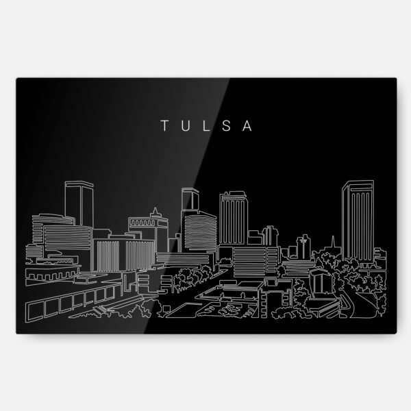 Tulsa Skyline Metal Print Wall Art - Main - Dark