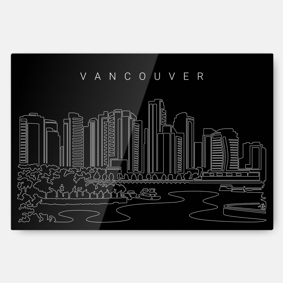 Vancouver Skyline Line Art Metal Print
