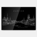 Zurich Skyline Metal Print Wall Art - Main - Dark