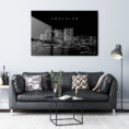 Adelaide Skyline Metal Print - Living Room - Dark
