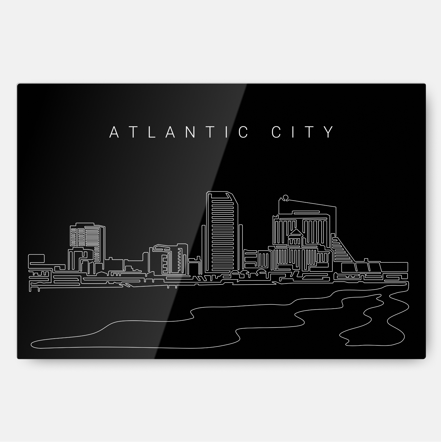 Atlantic City Skyline Metal Print Wall Art - Main - Dark