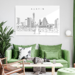 Austin TX Skyline Metal Print - Living Room - Light
