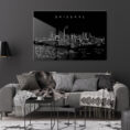 Brisbane Skyline Metal Print - Living Room - Dark