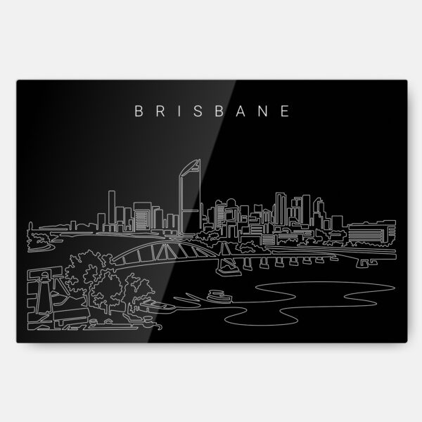 Brisbane Skyline Metal Print Wall Art - Main - Dark