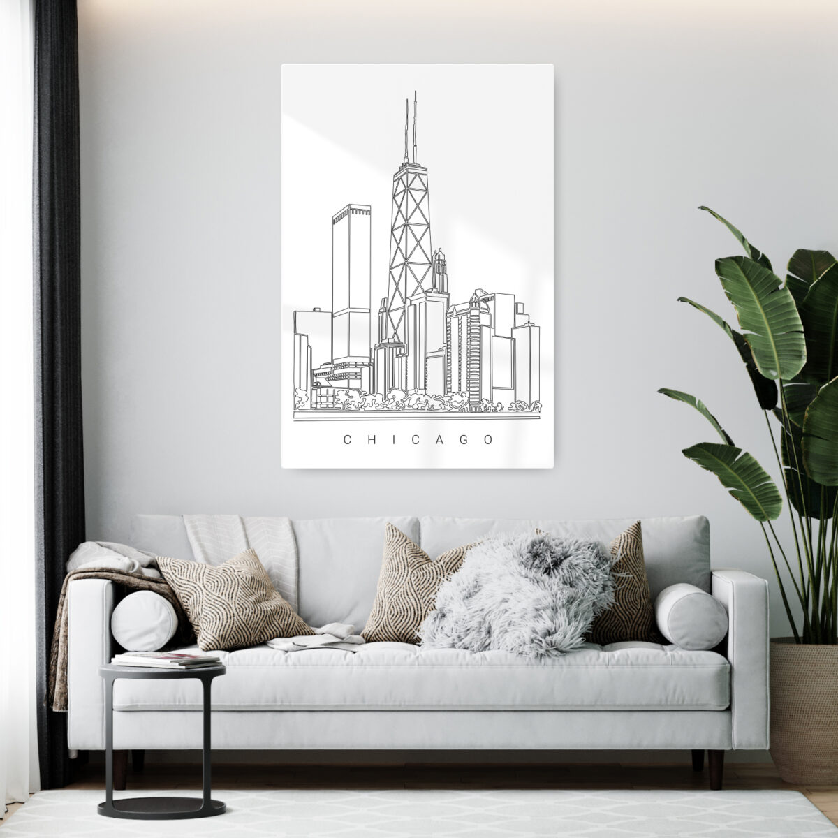 Chicago Skyline Metal Print - Living Room - Portrait