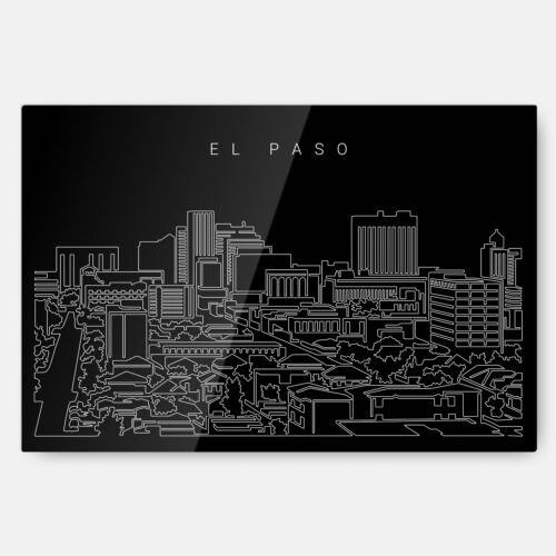 El Paso Skyline Metal Print Wall Art - Main - Dark