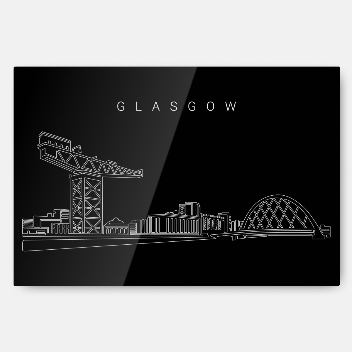 Glasgow Skyline Line Art - Metal Print
