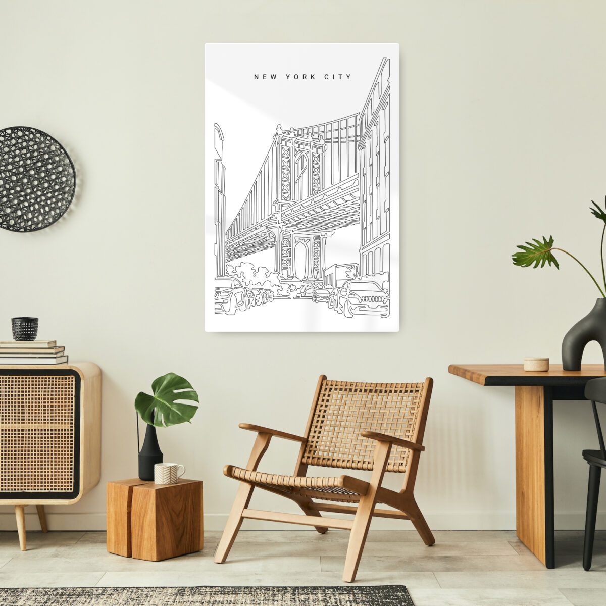 NYC Manhattan Bridge Metal Print - Lounge - Portrait