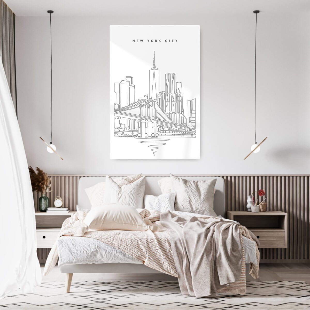 New York City Skyline Metal Print - Bedroom - Portrait