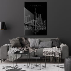 New York City Skyline Metal Print - Living Room - Portrait - Dark