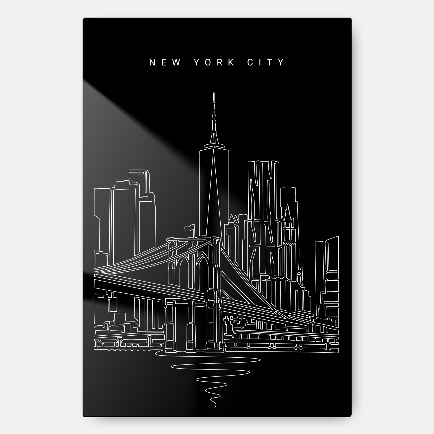 New York City Skyline Line Art – Metal Print – Portrait