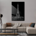 Paris Eiffel Tower Metal Print - Living Room - Portrait - Dark