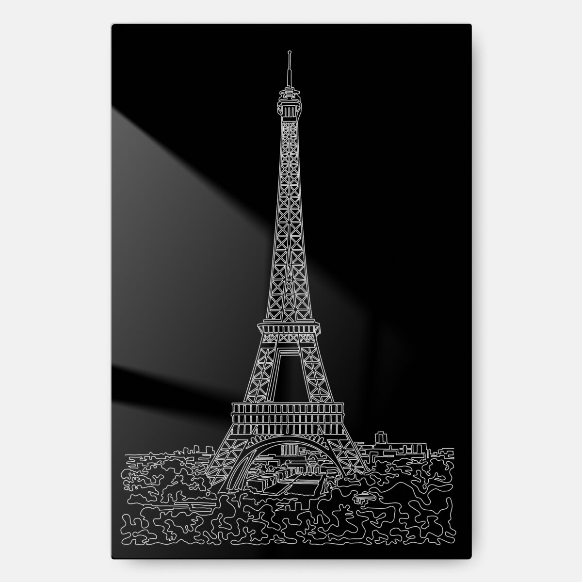 Paris Eiffel Tower Line Art - Metal Print - Portrait
