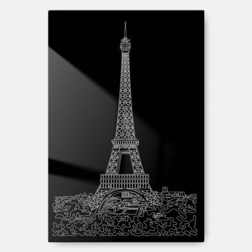 Paris Eiffel Tower Metal Print Wall Art - Main - Portrait - Dark