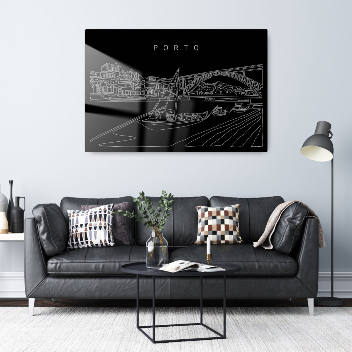 Porto Metal Print - Living Room - Dark