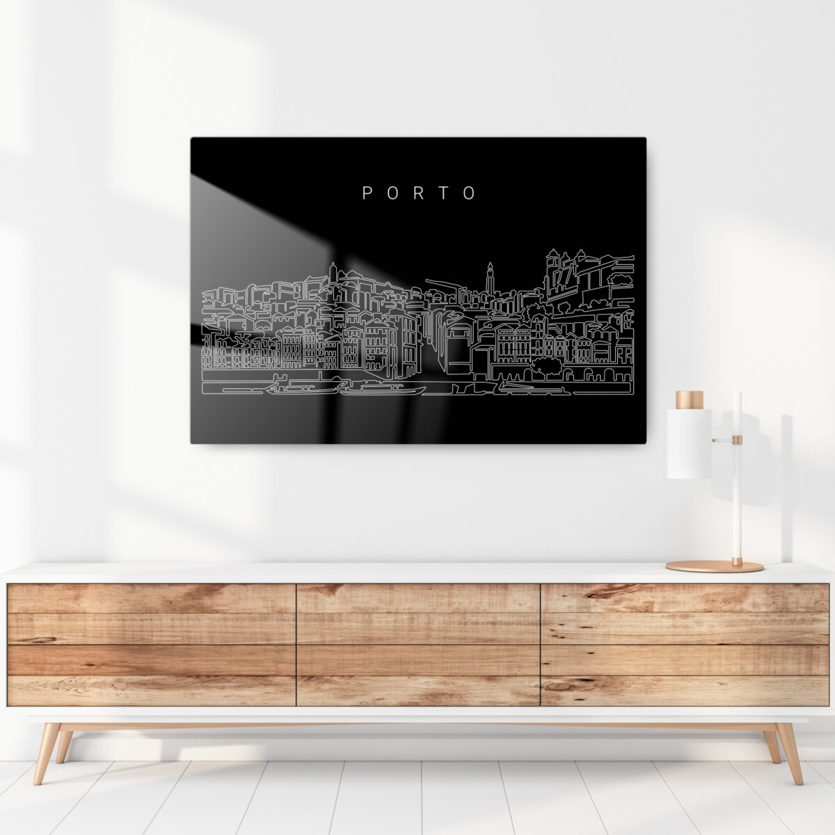 Porto Skyline Metal Print - Hallway - Dark