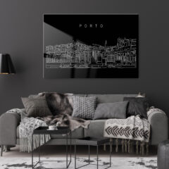 Porto Skyline Metal Print - Living Room - Dark