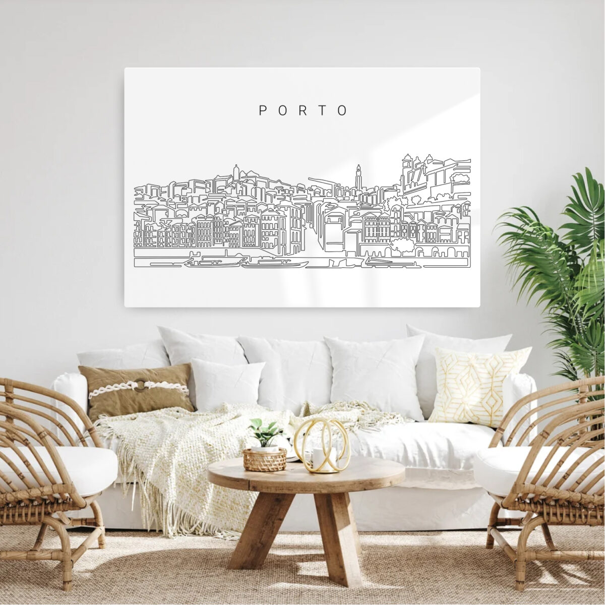 Porto Skyline Metal Print - Living Room - Light