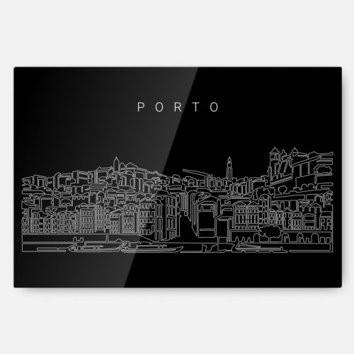 Porto Skyline Metal Print Wall Art - Main - Dark