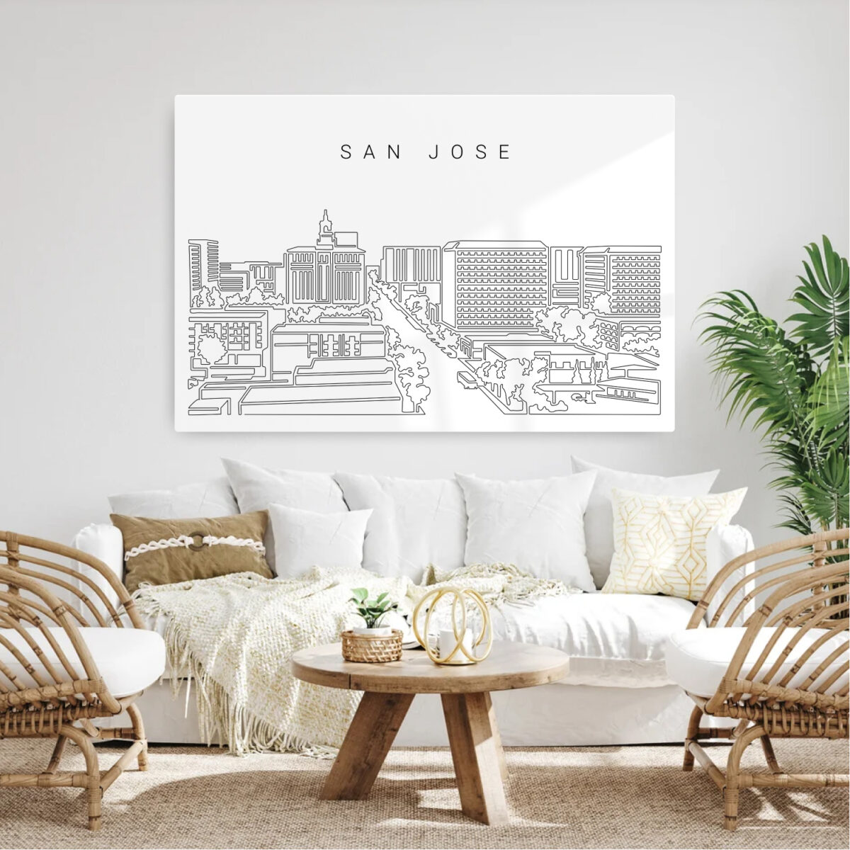 San Jose Skyline Metal Print - Living Room - Light