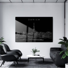 Zurich Skyline Metal Print - Office - Dark