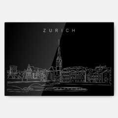 Zurich Skyline Metal Print Wall Art - Main - Dark