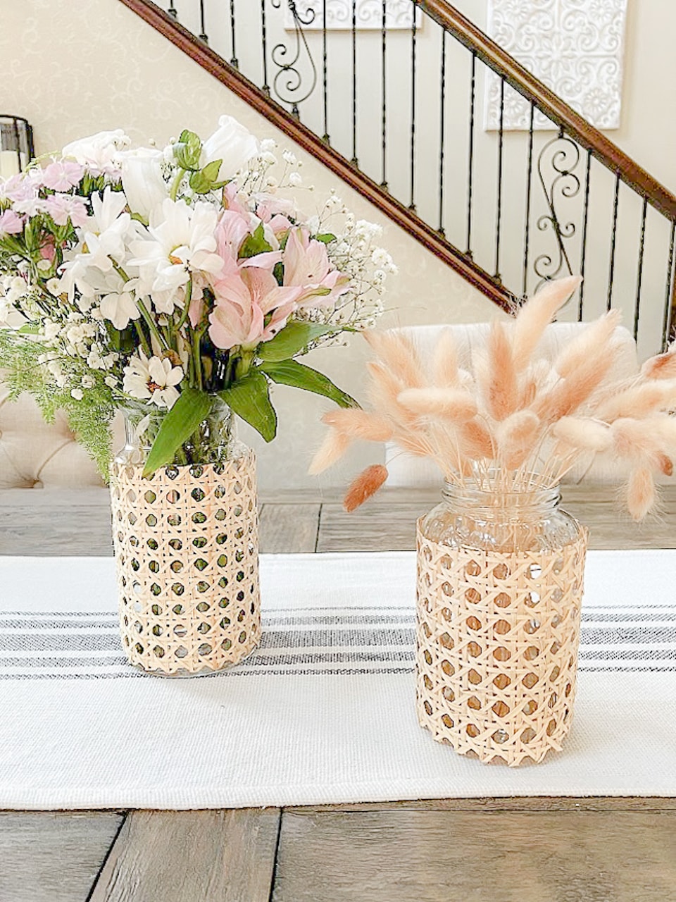 DIY recycling projects upcycled home decor wicker vases
