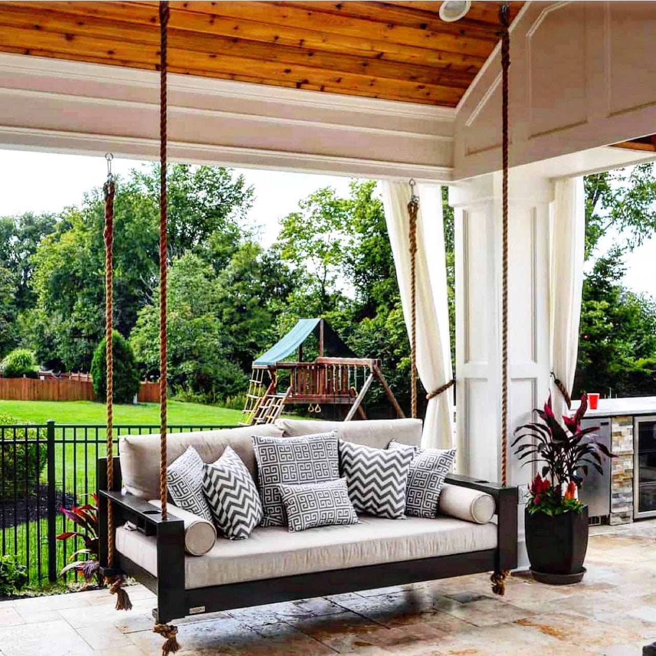 home outdoor oasis ideas daybed porch swing