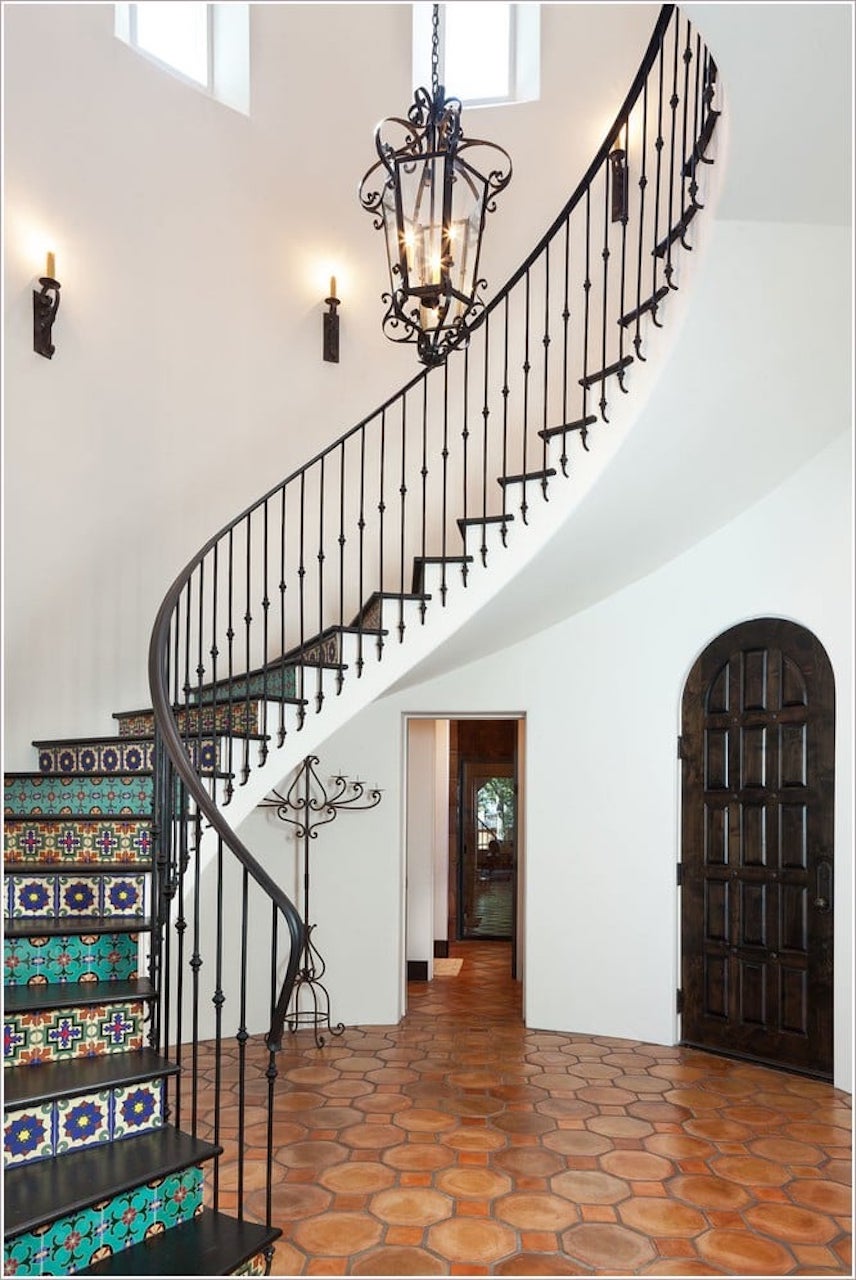 modern spanish style homes interior design wrought iron staircase