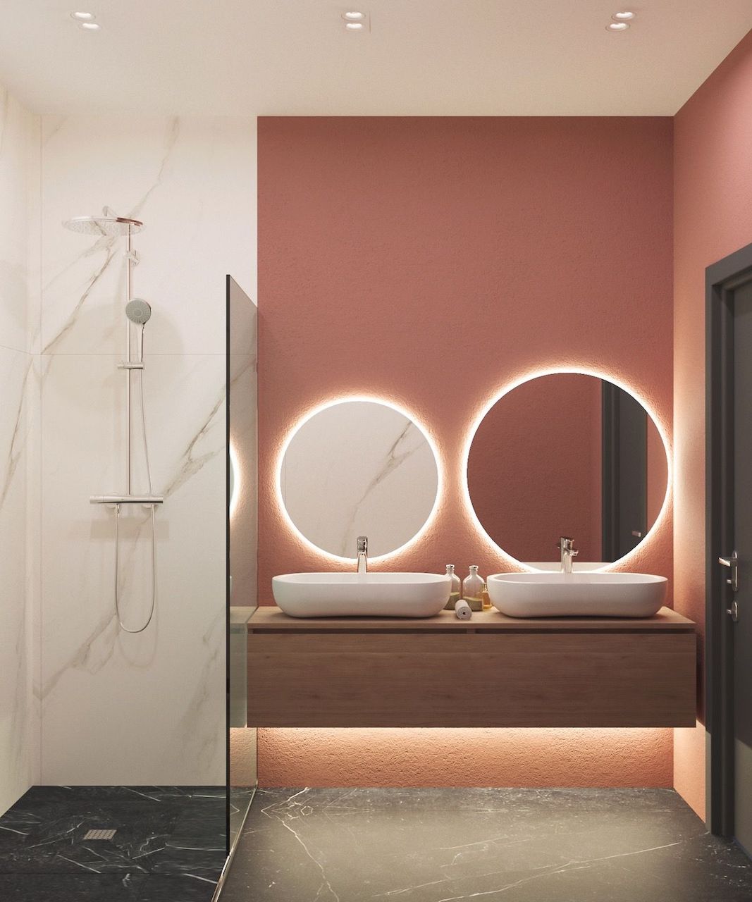 unexpected color combinations interior design home brown pink bathroom