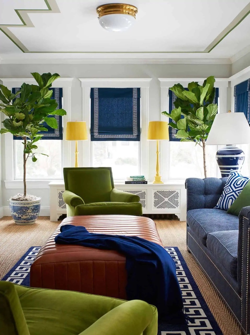 unexpected color combinations interior design home navy blue green living room