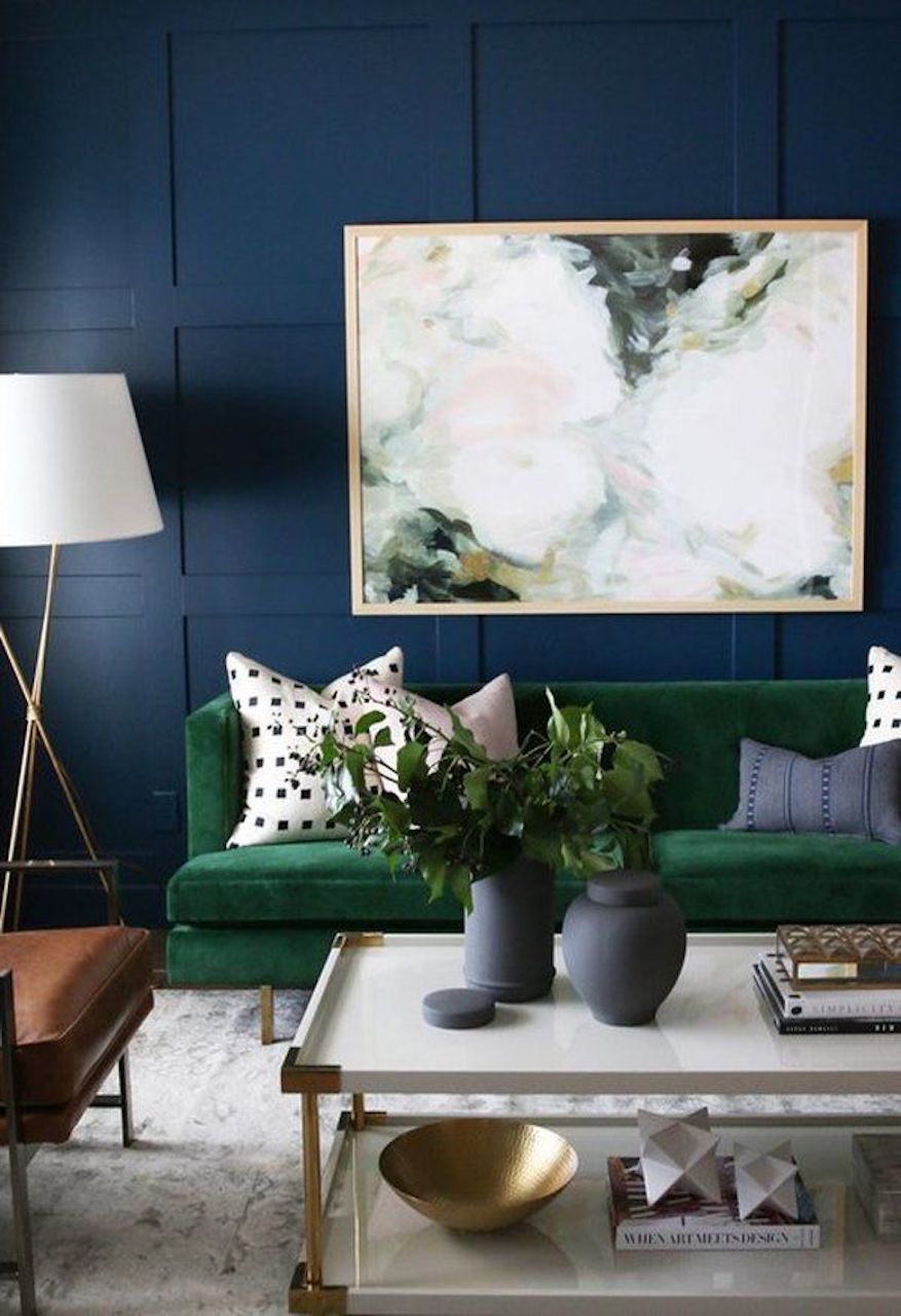 unexpected color combinations interior design home navy blue green living room