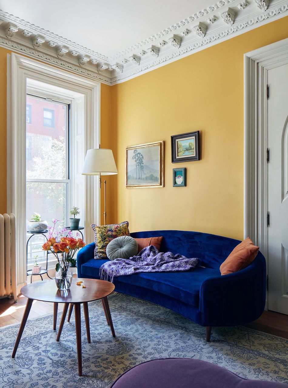 unexpected color combinations interior design home yellow blue living room