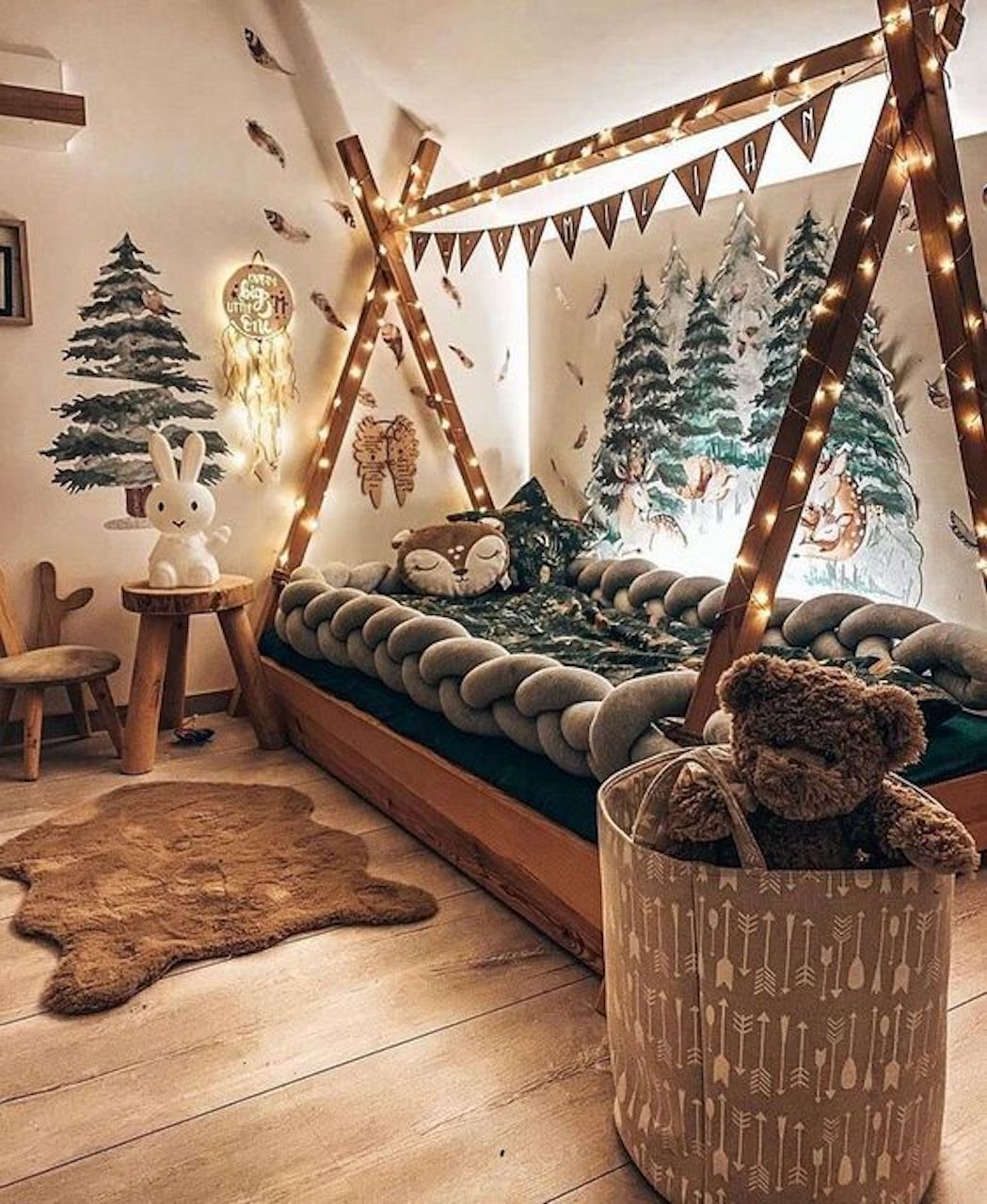 fall bedroom decor ideas for kids forest bed