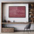 Framed Frankfurt Main Skyline Wall Art for Home Office - Dark