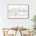 Framed Frankfurt Main Skyline Wall Art for Kitchen Table