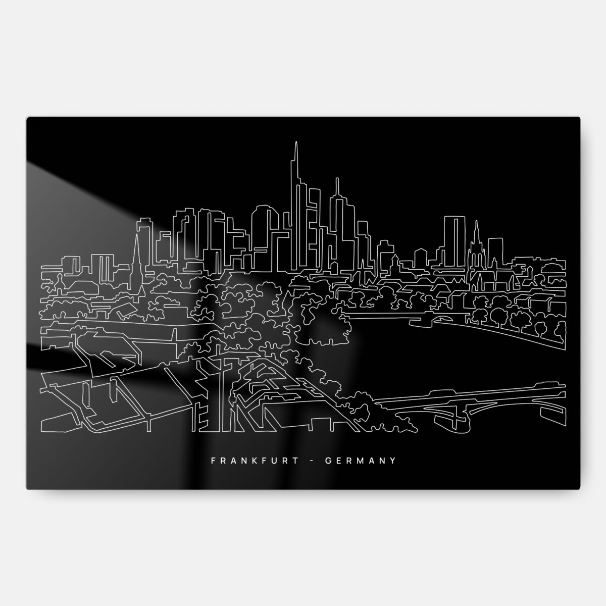 Frankfurt Main Skyline Line Art - Metal Print