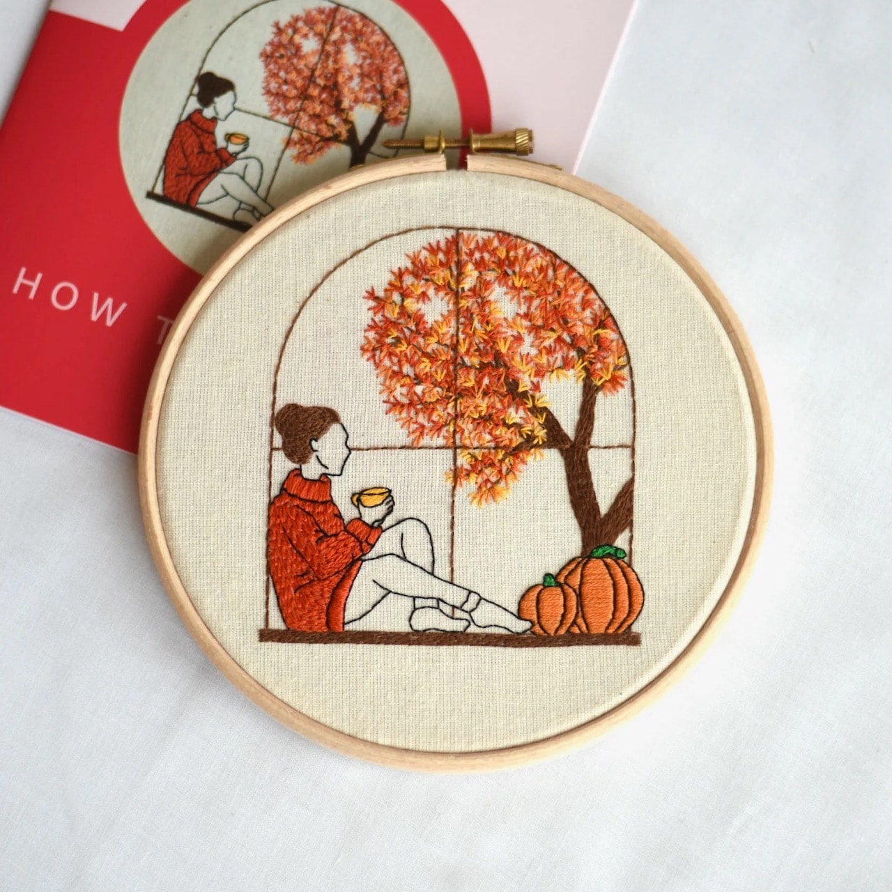 cozy gift ideas for homebodies autumn girl embroidery kit