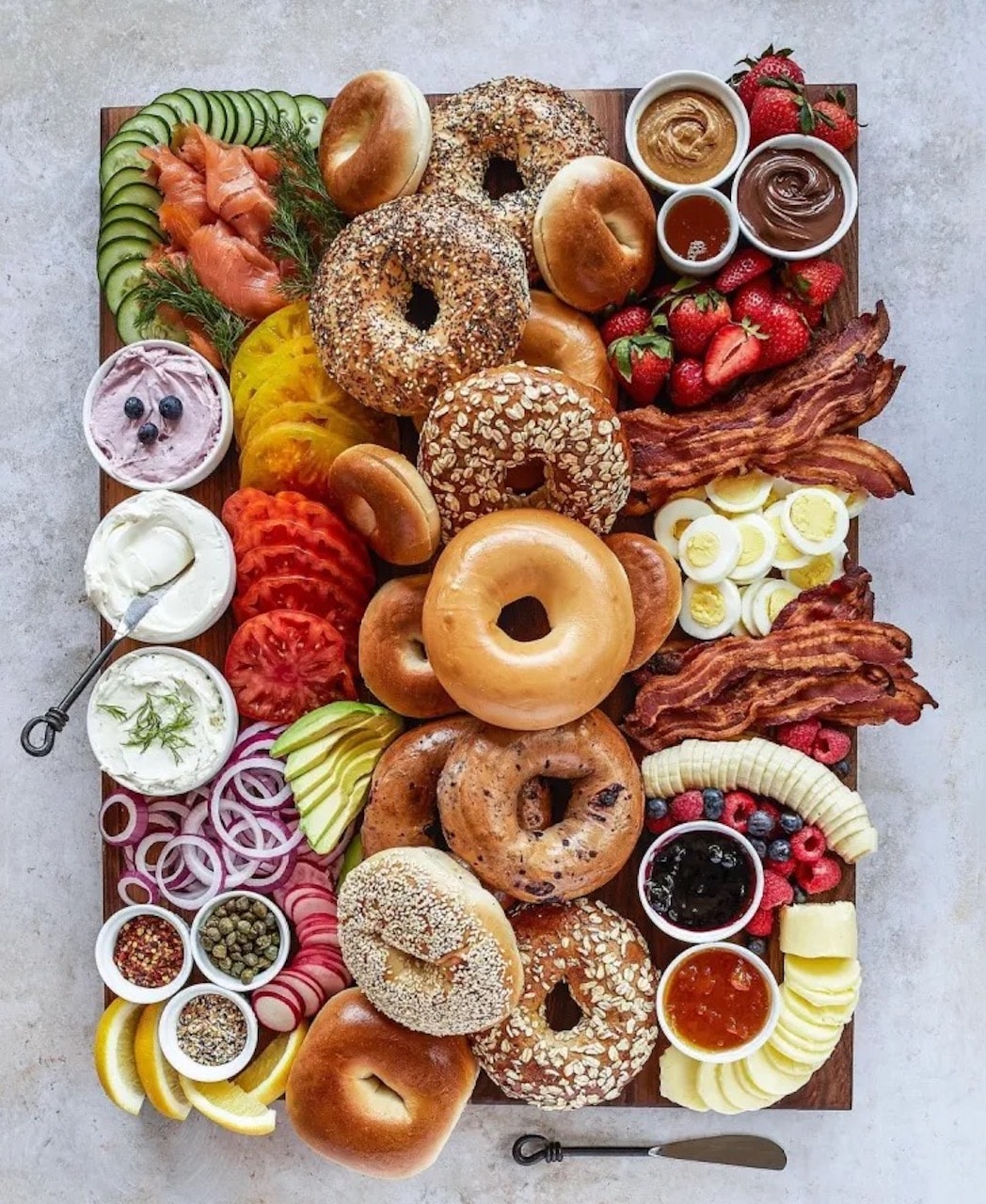 unique charcuterie boards ideas for the holidays brunch bagels