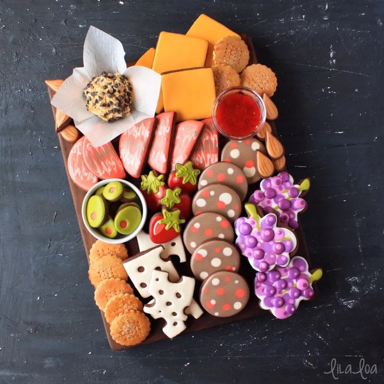 unique charcuterie boards ideas for the holidays dessert sugar cookies illusion fake meat