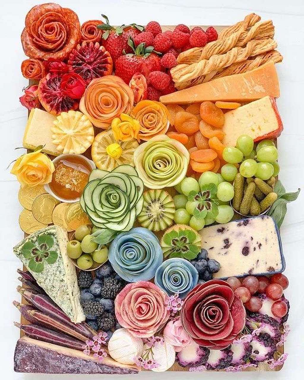 unique charcuterie boards ideas for the holidays rainbow flowers
