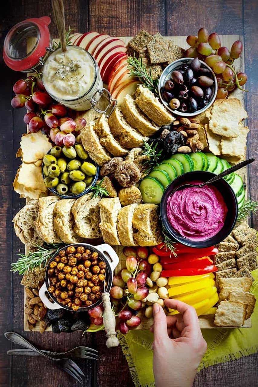 unique charcuterie boards ideas for the holidays vegan friendly bread
