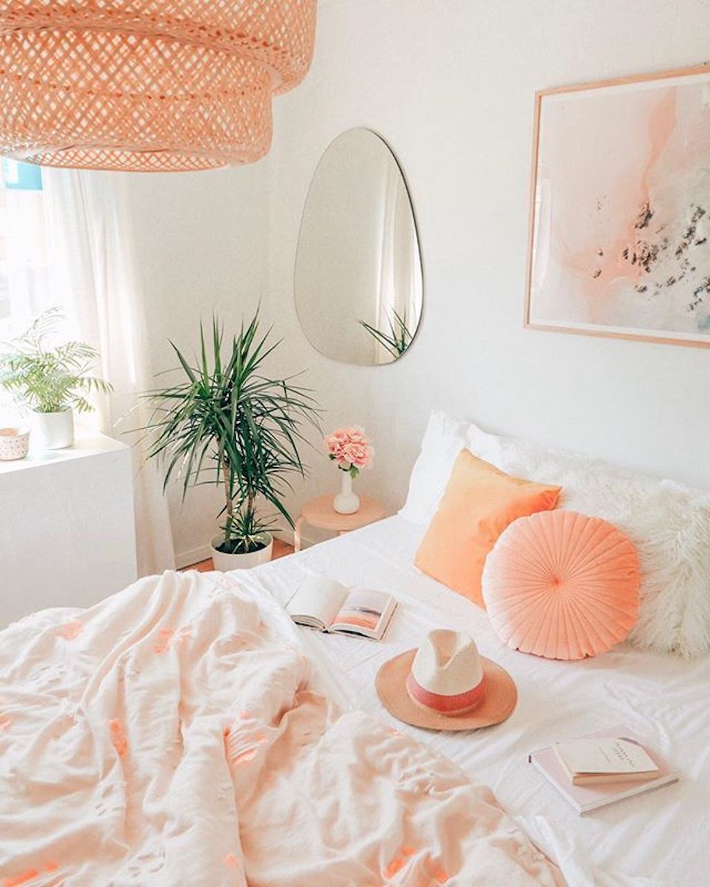 how to design with peach fuzz pantone color of the year 2024 interior design bedroom pillows