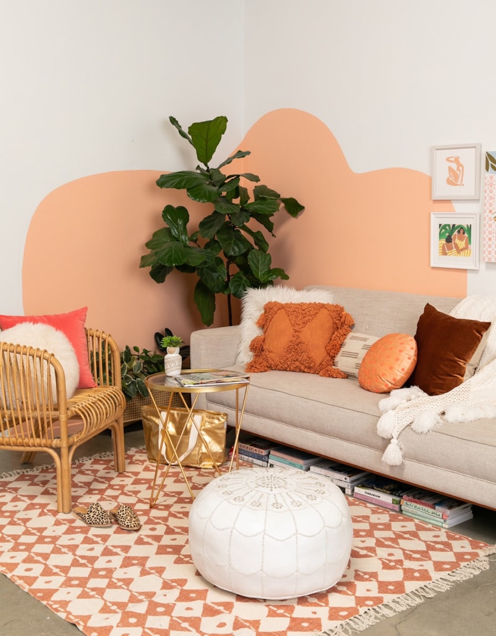 how to design with peach fuzz pantone color of the year 2024 interior design corner paint living room